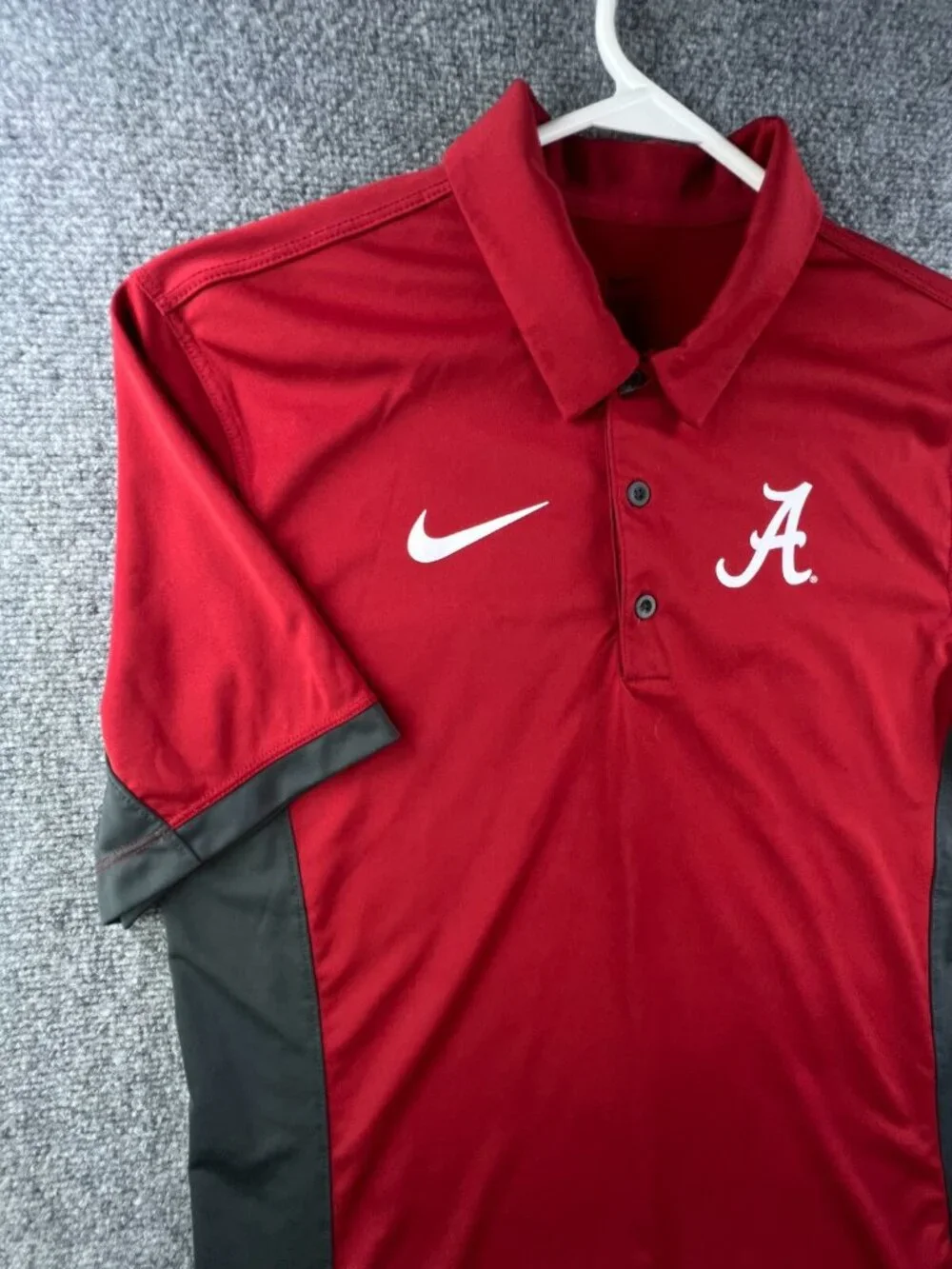Nike Small Alabama Crimson Tide Polo Dri-fit Short Sleeve Red Gray Short Sleeve